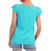imageKEREDA Girls Short Sleeve Shirts Summer Tunic Tops Lace Openwork Ruffled Girls Cute Square Neck Clothes Blouse 514 YearsGreen