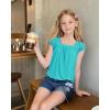 imageKEREDA Girls Short Sleeve Shirts Summer Tunic Tops Lace Openwork Ruffled Girls Cute Square Neck Clothes Blouse 514 YearsGreen