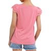 imageKEREDA Girls Short Sleeve Shirts Summer Tunic Tops Lace Openwork Ruffled Girls Cute Square Neck Clothes Blouse 514 YearsPink