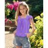 imageKEREDA Girls Short Sleeve Shirts Summer Tunic Tops Lace Openwork Ruffled Girls Cute Square Neck Clothes Blouse 514 YearsPurple
