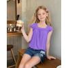 imageKEREDA Girls Short Sleeve Shirts Summer Tunic Tops Lace Openwork Ruffled Girls Cute Square Neck Clothes Blouse 514 YearsPurple