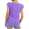 imageKEREDA Girls Short Sleeve Shirts Summer Tunic Tops Lace Openwork Ruffled Girls Cute Square Neck Clothes Blouse 514 YearsPurple