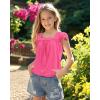 imageKEREDA Girls Short Sleeve Shirts Summer Tunic Tops Lace Openwork Ruffled Girls Cute Square Neck Clothes Blouse 514 YearsRose Red