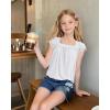 imageKEREDA Girls Short Sleeve Shirts Summer Tunic Tops Lace Openwork Ruffled Girls Cute Square Neck Clothes Blouse 514 YearsWhite