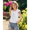 imageKEREDA Girls Short Sleeve Shirts Summer Tunic Tops Lace Openwork Ruffled Girls Cute Square Neck Clothes Blouse 514 YearsWhite