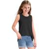 imageKEREDA Girls Tank Tops Flowy Loose Fit Sleeveless Shirts Basic Casual Summer Tunic TopsBlack
