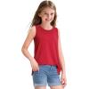 imageKEREDA Girls Tank Tops Flowy Loose Fit Sleeveless Shirts Basic Casual Summer Tunic TopsRed