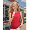 imageKEREDA Girls Tank Tops Flowy Loose Fit Sleeveless Shirts Basic Casual Summer Tunic TopsRed