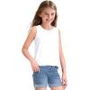 imageKEREDA Girls Tank Tops Flowy Loose Fit Sleeveless Shirts Basic Casual Summer Tunic TopsWhite