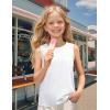 imageKEREDA Girls Tank Tops Flowy Loose Fit Sleeveless Shirts Basic Casual Summer Tunic TopsWhite
