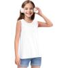 imageKEREDA Girls Tank Tops Flowy Loose Fit Sleeveless Shirts Basic Casual Summer Tunic TopsWhite