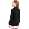 imageKEREDA Girls Uniform Long Sleeve Shirts School Polo Soft Cotton Puffed Sleeve Shirts for Kids with ButtonBlack