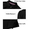 imageKEREDA Girls Uniform Long Sleeve Shirts School Polo Soft Cotton Puffed Sleeve Shirts for Kids with ButtonBlack