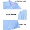 imageKEREDA Girls Uniform Long Sleeve Shirts School Polo Soft Cotton Puffed Sleeve Shirts for Kids with ButtonBlue