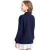 imageKEREDA Girls Uniform Long Sleeve Shirts School Polo Soft Cotton Puffed Sleeve Shirts for Kids with ButtonNavy