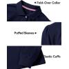 imageKEREDA Girls Uniform Long Sleeve Shirts School Polo Soft Cotton Puffed Sleeve Shirts for Kids with ButtonNavy