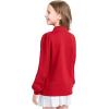 imageKEREDA Girls Uniform Long Sleeve Shirts School Polo Soft Cotton Puffed Sleeve Shirts for Kids with ButtonRed
