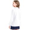 imageKEREDA Girls Uniform Long Sleeve Shirts School Polo Soft Cotton Puffed Sleeve Shirts for Kids with ButtonWhite