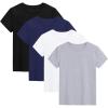 imageKEREDA 4 Pack Girls Short Sleeve Shirts Cotton TShirts Summer Basic Tees Tops Clothes for KidsBlack  Light Gray  Navy  White