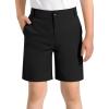 imageKEREDA Boys Uniform Shorts Elastic Waist Kids Golf Dress Preppy School Shorts with PocketsBlack
