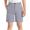 imageKEREDA Boys Uniform Shorts Elastic Waist Kids Golf Dress Preppy School Shorts with PocketsGrey