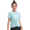 imageKEREDA Girls Athletic Shirts Tie Front Tops Summer Short Sleeve Quick Dry Active Tees TShirts for Kids TeensMint Green