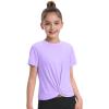 imageKEREDA Girls Athletic Shirts Tie Front Tops Summer Short Sleeve Quick Dry Active Tees TShirts for Kids TeensPurple