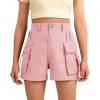 imageKEREDA Girls Cargo Shorts Casual High Waist Summer Uniform Shorts with Pockets for Teen Girls