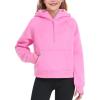 imageKEREDA Girls Half Zip Hoodies Fleece Pullover Sweatshirt Long Sleeve Winter Clothes Thumb HolePink