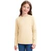 imageKEREDA Girls Long Sleeve Shirts Soft Cotton TShirts Crewneck Basic Tees for Kids and Teen Girls Tops ClothesBeige