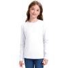 imageKEREDA Girls Long Sleeve Shirts Soft Cotton TShirts Crewneck Basic Tees for Kids and Teen Girls Tops ClothesWhite