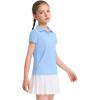 imageKEREDA Girls Polo Shirts Golf Tennis School Uniform Short Sleeve T Shirts VNeck Collared Quick Dry TopsBlue