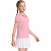 imageKEREDA Girls Polo Shirts Golf Tennis School Uniform Short Sleeve T Shirts VNeck Collared Quick Dry TopsPink