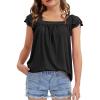 imageKEREDA Girls Short Sleeve Shirts Summer Tunic Tops Lace Openwork Ruffled Girls Cute Square Neck Clothes Blouse 514 YearsBlack