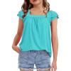 imageKEREDA Girls Short Sleeve Shirts Summer Tunic Tops Lace Openwork Ruffled Girls Cute Square Neck Clothes Blouse 514 YearsGreen