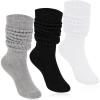 imageKEREDA Slouch Socks Women Knee High Scrunch Scrunchie Socks 3 Pairs Size 611Blackgreywhite