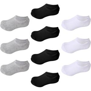 imageKEREDA 10 Pairs Kids No Show Socks Non Slip Low Cut Cotton SocksWhiteblackgrey