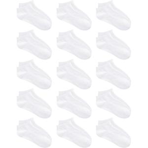 imageKEREDA 15 Pairs Kids Ankle Socks Boys Girls Half Cushion Low Cut Athletic SocksWhite