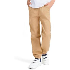 imageKEREDA Boys Uniform Pants Pull On Twill Jogger Pants for Boys School Clothes with PocketsKhaki