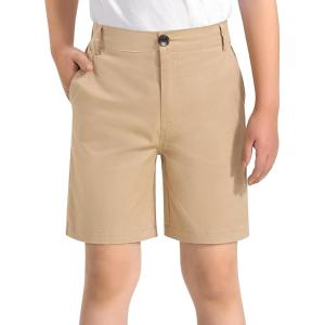 imageKEREDA Boys Uniform Shorts Elastic Waist Kids Golf Dress Preppy School Shorts with PocketsKhaki