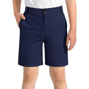imageKEREDA Boys Uniform Shorts Elastic Waist Kids Golf Dress Preppy School Shorts with PocketsNavy Blue