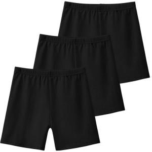 imageKEREDA Girls Bike Shorts Cotton Cartwheel Dance Under Dress Shorts for Kids 3 PackBlack