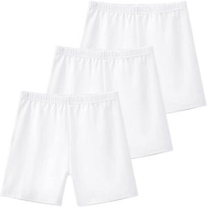 imageKEREDA Girls Bike Shorts Cotton Cartwheel Dance Under Dress Shorts for Kids 3 PackWhite