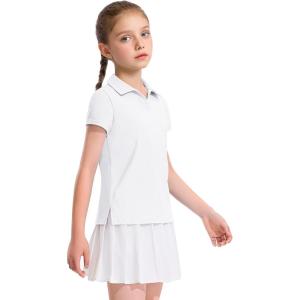 imageKEREDA Girls Polo Shirts Golf Tennis School Uniform Short Sleeve T Shirts VNeck Collared Quick Dry TopsWhite
