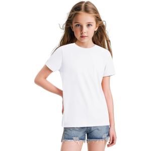 imageKEREDA Girls Shirts Short Sleeve Soft Cotton TShirts Plain Tees Tops Clothes for KidsWhite