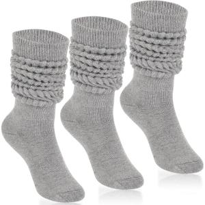 imageKEREDA Slouch Socks Women Knee High Scrunch Scrunchie Socks 3 Pairs Size 611Grey