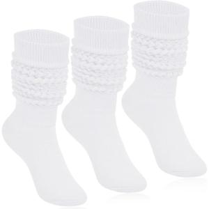imageKEREDA Slouch Socks Women Knee High Scrunch Scrunchie Socks 3 Pairs Size 611White