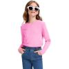imageKEREDA 3 Pack Girls Long Sleeve Shirts Cotton TShirts Kids Crewneck Basic Plain Tees Tops for Teen GirlsBluewhitepink