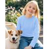 imageKEREDA 3 Pack Girls Long Sleeve Shirts Cotton TShirts Kids Crewneck Basic Plain Tees Tops for Teen GirlsBluewhitepink