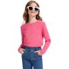 imageKEREDA 3 Pack Girls Long Sleeve Shirts Cotton TShirts Kids Crewneck Basic Plain Tees Tops for Teen GirlsGreydeep Purplewatermelon